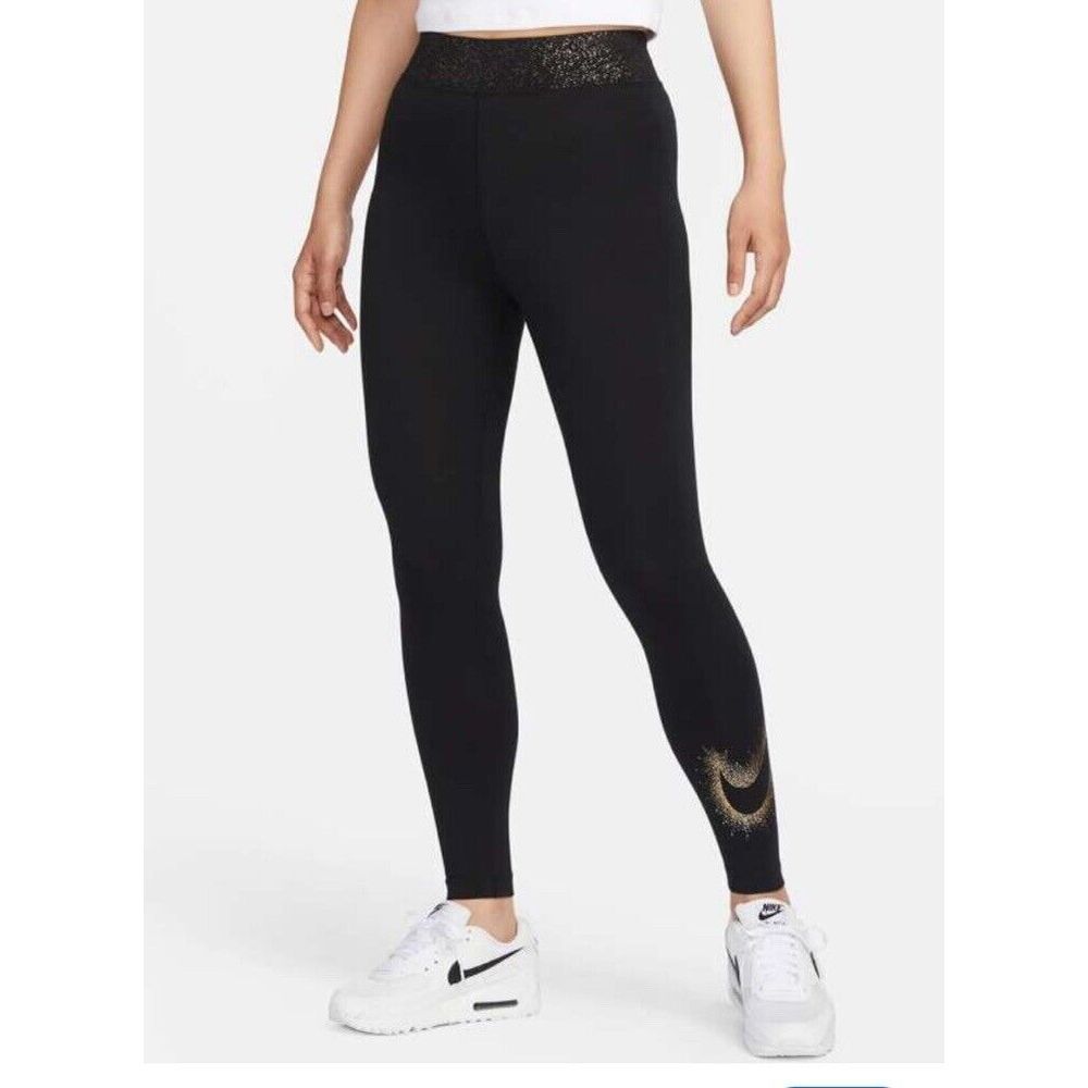 Nike Sportswear Womens‎ Black Stardust Graphic Leggings DQ6802-010 Gold NWT